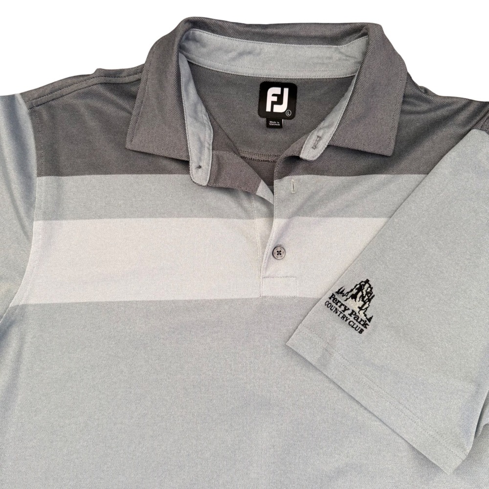 FootJoy Polo Shirt Mens L Grey Colorblock Perry Park Country‎ Club Stretch Golf